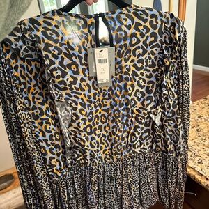 Anthropology plus leopard print blouse